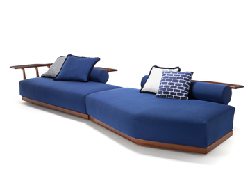 SUNSET PLATFORM - Sectional fabric and mahogany garden sofa by Exteta - view 2