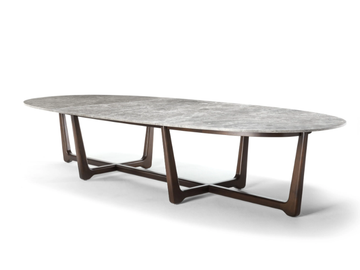 SUNSET - Oval Bardiglio marble and mahogany table by Exteta - view 2