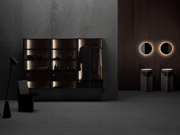 BUTLER - Bathroom wardrobe in aluminum, glass and wood by FALPER - view 2
