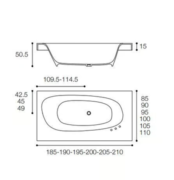 VASCAMISURA - Semi-inset rectangular Cristalplant® bathtub by FALPER - view 3