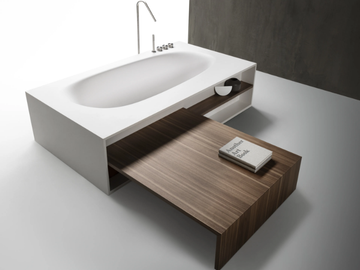 VASCAMISURA - Cristalplant bathtub with wooden bench by FALPER - view 2