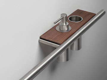 CILINDRO - Stainless steel and wood towel rack / bathroom wall shelf by FALPER - view 2