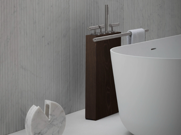TAP HOLDER - Floor standing stainless steel and wood bathtub tap by FALPER - view 2