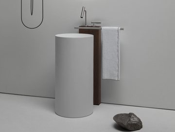 TAP HOLDER - Floor standing stainless steel and wood washbasin tap holder by FALPER - view 2