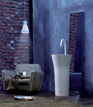 HANDMADE - Freestanding round Ceramilux® washbasin by FALPER - view 3