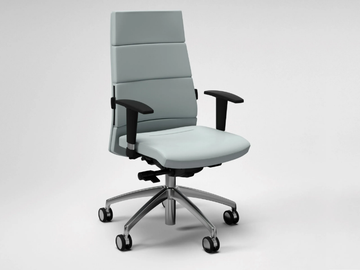 TRENDY FIRST CLASS - Leather office chair with armrests with 5-Spoke base by FANTONI - view 2
