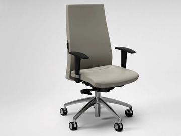 TRENDY - Height-adjustable leather office chair with armrests with 5-Spoke base by FANTONI - view 2