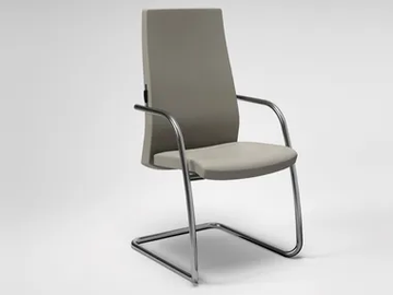 TRENDY - Cantilever leather reception chair with armrests by FANTONI - view 2