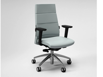 TRENDY FIRST CLASS - Leather office chair with armrests with 5-Spoke base by FANTONI - view 3