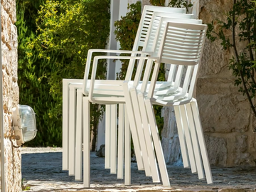 EASY - Stackable aluminium garden chair with armrests by FAST - view 3