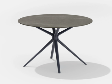 MOAI - Round table in painted aluminium with top in porcelain stoneware by FAST - view 2