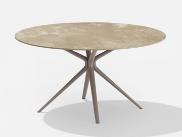 MOAI - Round table in painted aluminium with top in porcelain stoneware by FAST - view 3