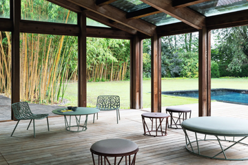 WILD - Round aluminium garden pouf by FAST - view 3