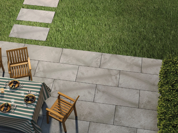 TWENTY - BLAST GREY - Floating porcelain stoneware outdoor floor tiles with stone effect by FMG - view 2
