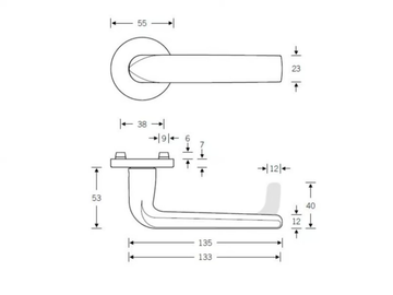 FSB 12 1267 - Powder coated aluminium door handle on rose by FSB - view 3