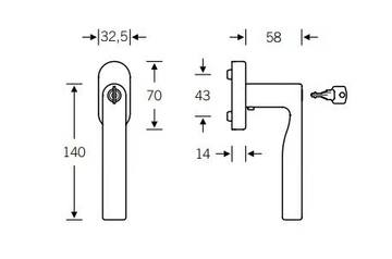 FSB 34 1244 - Aluminium window handle with lock on rose by FSB - view 3