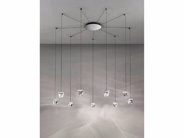 TRIPLA 9 SPOTS - LED crystal pendant lamp by Fabbian - view 2
