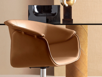 AIRLUX - Swivel leather chair with armrests by Fasem - view 3