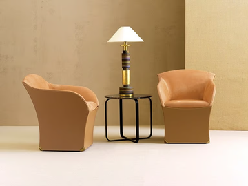BONA - Upholstered leather easy chair by Fasem - view 3