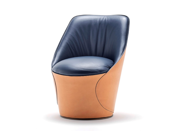 ELECTA - Swivel tanned leather easy chair by Fasem - view 2