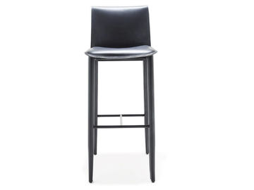 RELAIX - High tanned leather stool with back by Fasem - view 3