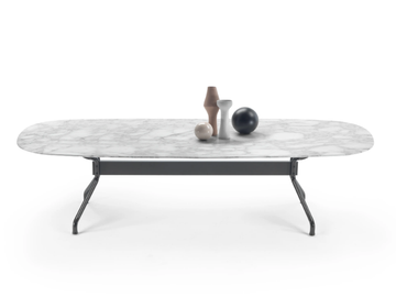 ACADEMY - Stainless steel dining table with marble top by Flexform - view 3