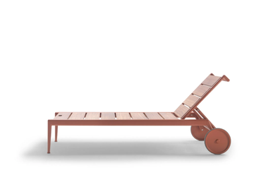 ATLANTE WOOD - Recliner iroko sun lounger with castors by Flexform - view 3