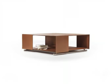GROUNDPIECE - Metal and leather coffee table with storage space by Flexform - view 2