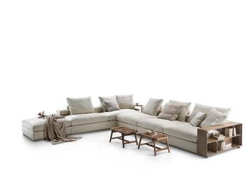 GROUNDPIECE - Sectional fabric sofa with storage space by Flexform - view 3