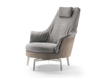 GUSCIOALTO LIGHT - Swivel fabric armchair high-back by Flexform - view 2