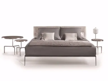 LIFESTEEL - Leather double bed with upholstered headboard by Flexform - view 2