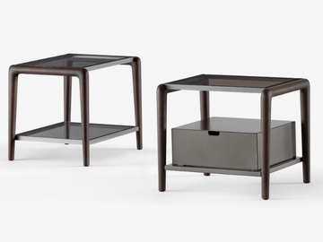 GAUDÍ - Square wood and glass bedside table by Flou - view 2