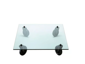 TAVOLO CON RUOTE - Square float glass coffee table with castors _ FontanaArte by Fontana Arte - view 2