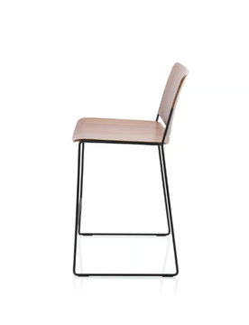 LINK WOOD - Stool in walnut and steel plywood by Fornasarig - view 3
