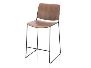 LINK WOOD - Stool in walnut and steel plywood by Fornasarig - view 2