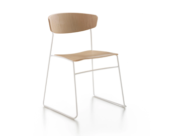 WOLFGANG - Stackable sled base oak and steel chair by Fornasarig - view 2