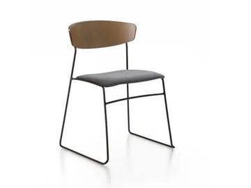 WOLFGANG - Sled base wooden chair with integrated cushion by Fornasarig - view 2