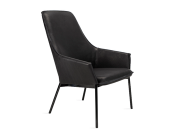 GRACE LOUNGE CHAIR HIGH - Upholstered leather easy chair with armrests by Freifrau - view 2