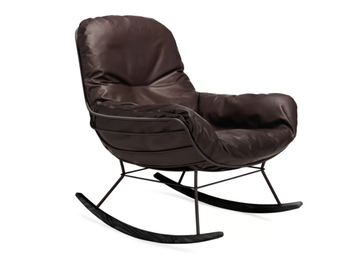 LEYASOL ROCKING LOUNGE - Rocking upholstered leather armchair with armrests by Freifrau - view 2