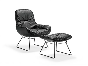 LEYA LOUNGE CHAIR - Sled base leather armchair with armrests by Freifrau - view 3