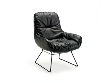 LEYA LOUNGE CHAIR - Sled base leather armchair with armrests by Freifrau - view 2