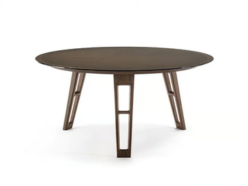 AXEL - Round wood and glass table by Frigerio - view 2