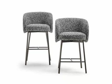 HUG - Upholstered high fabric stool with footrest by Frigerio - view 2