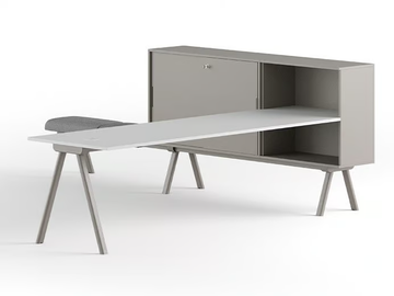 WORKSTATION 2027 BENCH - Wooden workstation desk with shelves by GABER - view 2
