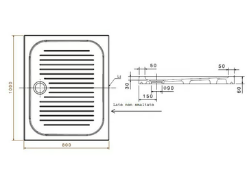 80 X 100 - Anti-slip rectangular shower tray by GALASSIA - view 3