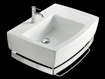 SA.02 70 DX - Rectangular ceramic washbasin with towel rail by GALASSIA - view 3