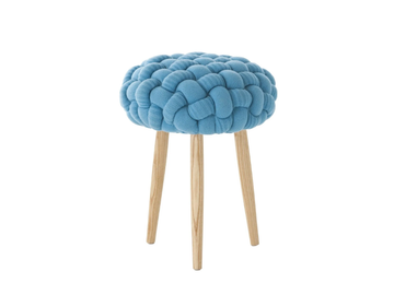 BLUE KNITTED STOOL - Upholstered wool stool by GAN - view 2