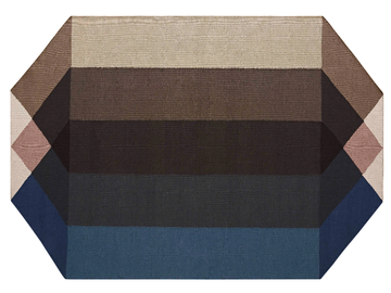 DIAMOND BLUE-BROWN - Recycled PET rug with geometric shapes by GAN - view 2