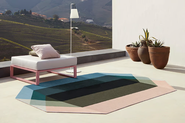 DIAMOND NUDE-PETROL - Recycled PET rug with geometric shapes by GAN - view 3