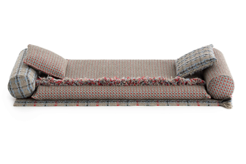 GARDEN LAYERS BLUE - Check square outdoor polypropylene cushion by GAN - view 3